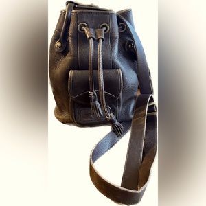 Dooney and Bourke Solid Brown Purse All Weather Leather Sling Bucket Handbag